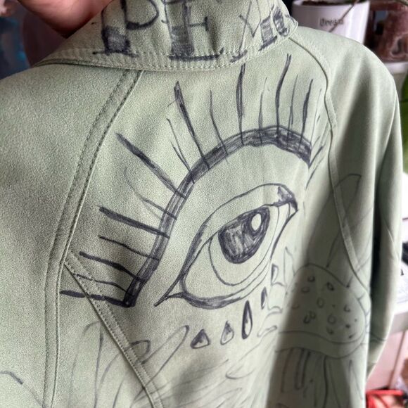 Conrad C Stylish Green Patterned Blazer Hand Drawn 14 - Picture 9 of 16